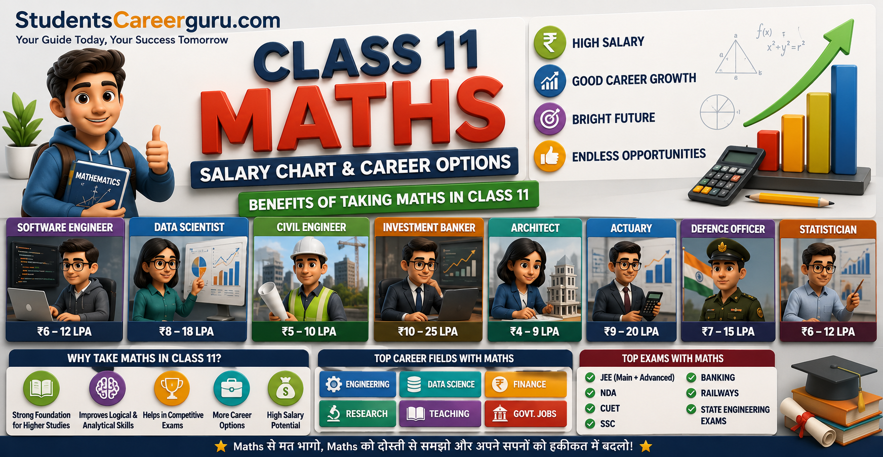 Class 11 Maths Salary Chart and Career Options | Benefits of Taking Maths in Class 11